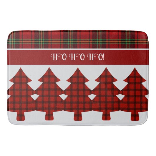 レッドブラックグリーンコージータータンチェック バスマット (正面)