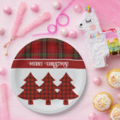 レッドブラックグリーンコージータータンチェック ペーパープレート (パーティー)