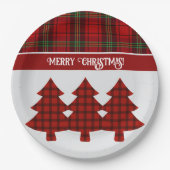 レッドブラックグリーンコージータータンチェック ペーパープレート (正面)