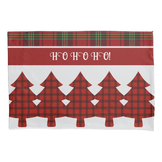 レッドブラックグリーンコージータータンチェック 枕カバー (正面)