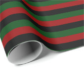 レッドブラックグリーンストライプパンアフリカハッピークワンザ ラッピングペーパー (ロールコーナー)