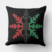 レッドブラックグリーンスノーフレッストライプのククワンザ クッション (正面)