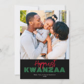 レッドブラックグリーンハッピエストクワンザストライプア写真 シーズンカード (正面)