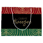 レッドブラックグリーン金ゴールドクワンザ ラージペーパーバッグ (裏面)