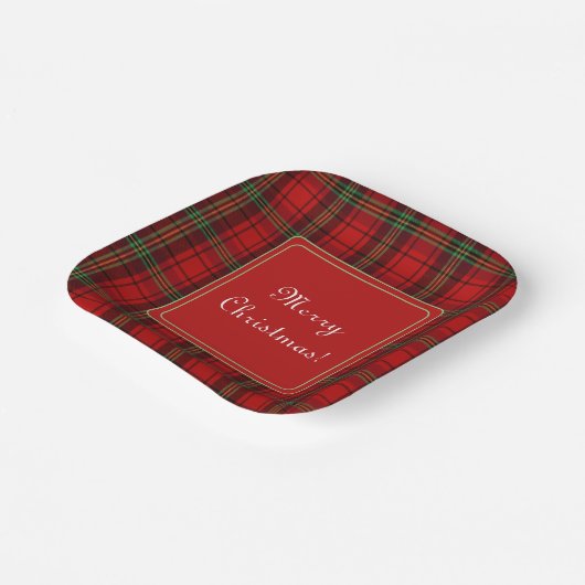 レッドブラックグリーン – 居心地の良いプレイズメリークリスマス ペーパープレート (傾斜あり)