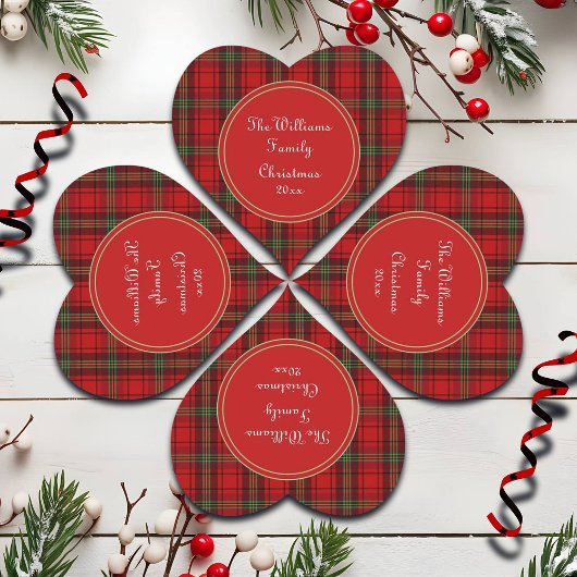 レッドブラックグリーン – 居心地の良いプレイド ハートシール