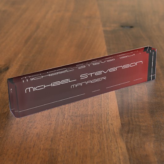 レッドブラックグレーエレガントモダン机用ネームプレート デスクネームプレート (側面)