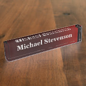 レッドブラックグレーエレガントモダン机用ネームプレート デスクネームプレート (側面)