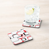 レッドブラックグレーホワイトレトロマス コースター (右側)