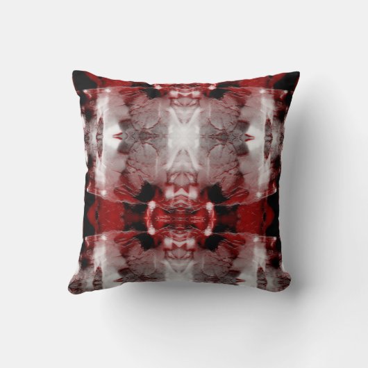 レッドブラックグレーホワイト先住民アメリカンサウスウエストロー クッション (裏面)