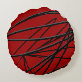 レッドブラックグレーモダンエレガント抽象芸術 ラウンドクッション (裏面)