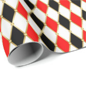 レッドブラックゴールデンハーレクインクリスマスホリデー ラッピングペーパー (ロールコーナー)