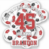 レッドブラックサッカーボールのクラスターチーム名 シール (正面)