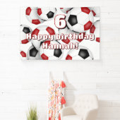 レッドブラックサッカーボール子供の誕生日お祝い 横断幕 (インサイチュ)