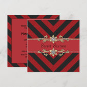 レッドブラックサッシーストライプSweet sixteen招待状 招待状 (正面/裏面)