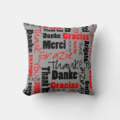 レッドブラックサンキューワードクラウド クッション (正面)