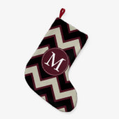 レッドブラックシボロンモノグラム スモールクリスマスストッキング (正面 (吊り時))
