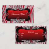 レッドブラックシルバーダイヤモンドハートゼブラビジネス 名刺 (正面/裏面)