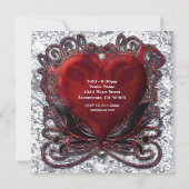 レッドブラックシルバーバレンタインハートゴシック 招待状 (裏面)