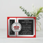 レッドブラックシルバープリンスベビーシャワー招待状 招待状 (スタンド正面)