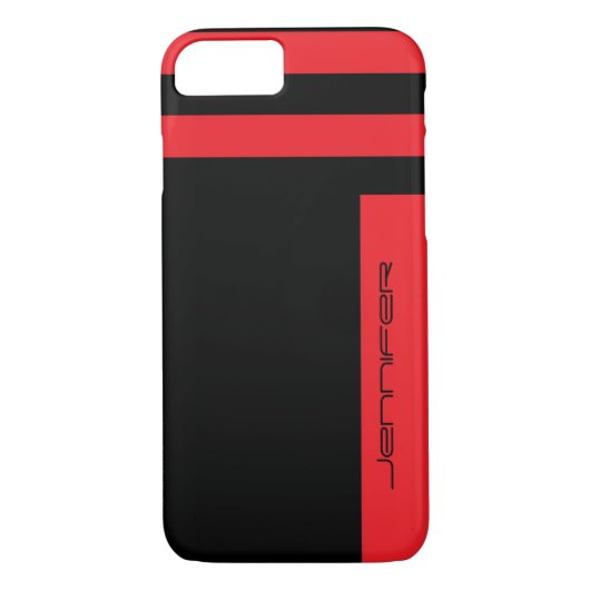 レッドブラックシンプルミニマストライプリスト Case-Mate iPhoneケース (裏面)