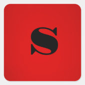 レッドブラックスタイリッシュモノグラムイニシャルプロフェッショナル スクエアシール (正面)