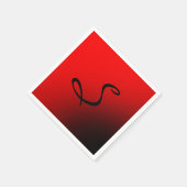 レッドブラックスタイリッシュモノグラムイニシャルプロフェッショナル スタンダードカクテルナプキン (角)