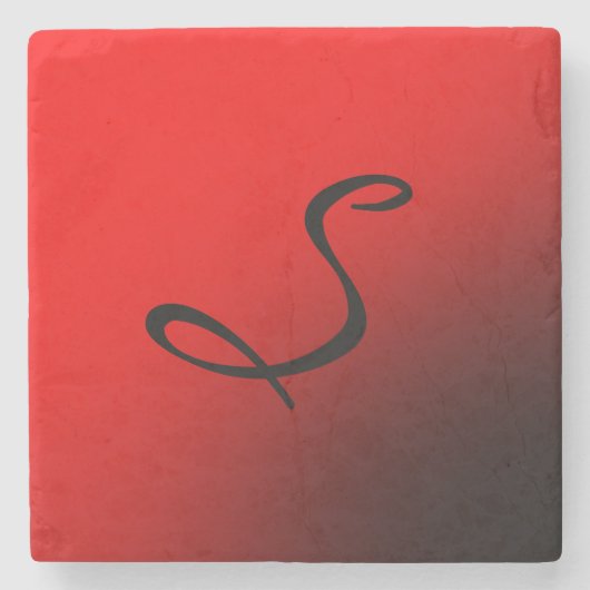 レッドブラックスタイリッシュモノグラムイニシャルプロフェッショナル ストーンコースター (正面)