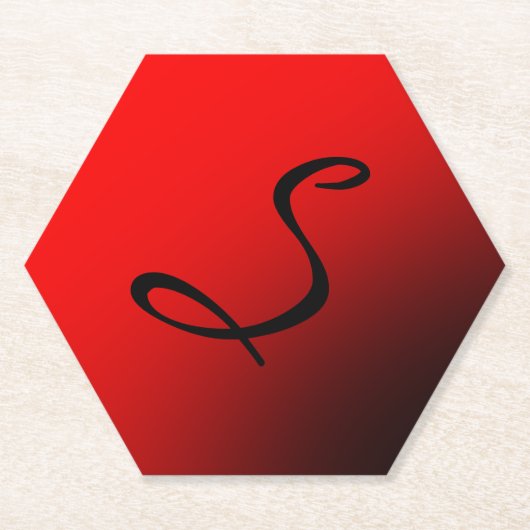 レッドブラックスタイリッシュモノグラムイニシャルプロフェッショナル ペーパーコースター (正面)