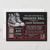 レッドブラックスニーカーボール誕生日パーティー 招待状 (正面)