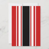 レッドブラックスポーツジャージー誕生日パーティー 招待状 (裏面)