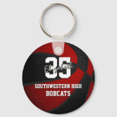 レッドブラックスポーツチームカラーズバスケットボール キーホルダー (正面)