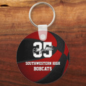 レッドブラックスポーツチームカラーズバスケットボール キーホルダー (正面)