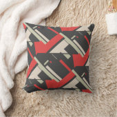 レッドブラックタイペベージュタイル対角線抽象芸術アート クッション (ブランケット)