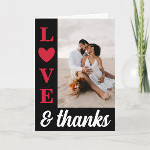 レッドブラックタイポグラフィラヴ感謝してい&結婚ズ写真 サンキューカード