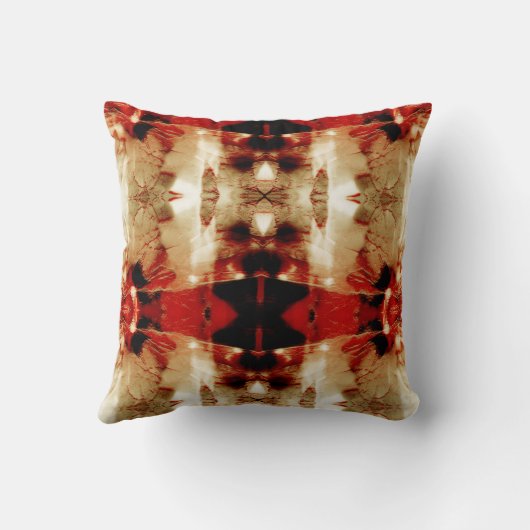 レッドブラックタンホワイト先住民アメリカンサウスウエストルック クッション (裏面)