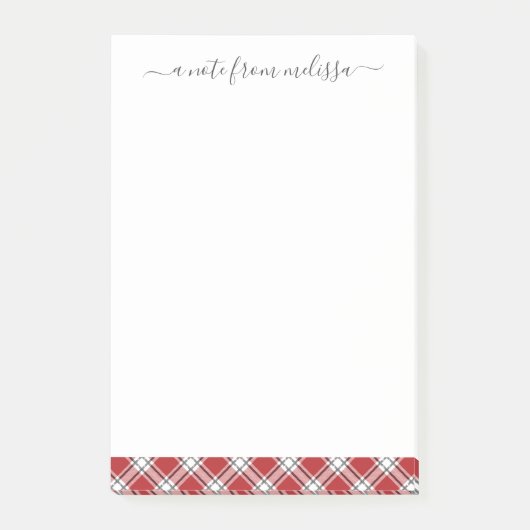 レッドブラックタータンチェックプレイドクパーソナライズされたリスマス  ポストイット (正面)