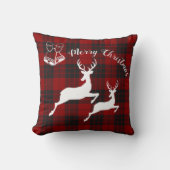 レッドブラックタータンチェックメリークリスマスデコール クッション (正面)