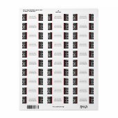 レッドブラックダマスクカスタム差出人住所ラベル ラベル (フルシート)