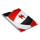 レッドブラックチームカラーガールズボーズバレーボール ノートブック (右側)