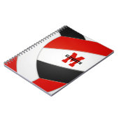 レッドブラックチームカラーガールズボーズバレーボール ノートブック (左側)