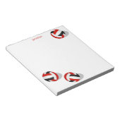 レッドブラックチームカラーキッズバレーボールパーソナライズされた ノートパッド (アングル)