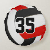 レッドブラックチームカラーキッズバレーボールルームの装飾 ラウンドクッション (裏面)