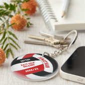 レッドブラックチームカラーズカスタムボーイズバレーボール キーホルダー (正面右)