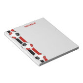 レッドブラックチームカラーズサッカーカスタムコーチ ノートパッド (アングル)