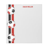 レッドブラックチームカラーズサッカーカスタムコーチ ノートパッド (正面)
