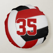 レッドブラックチームカラーバレーボールのプレゼント ラウンドクッション (裏面)