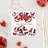 レッドブラックチームカラーバレーボールキッズスポーツパーティー スタンダードカクテルナプキン (インサイチュ)