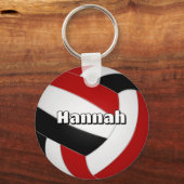 レッドブラックチームカラーバレーボールスポーツパーティー キーホルダー (裏面)