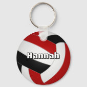 レッドブラックチームカラーバレーボールスポーツパーティー キーホルダー (裏面)